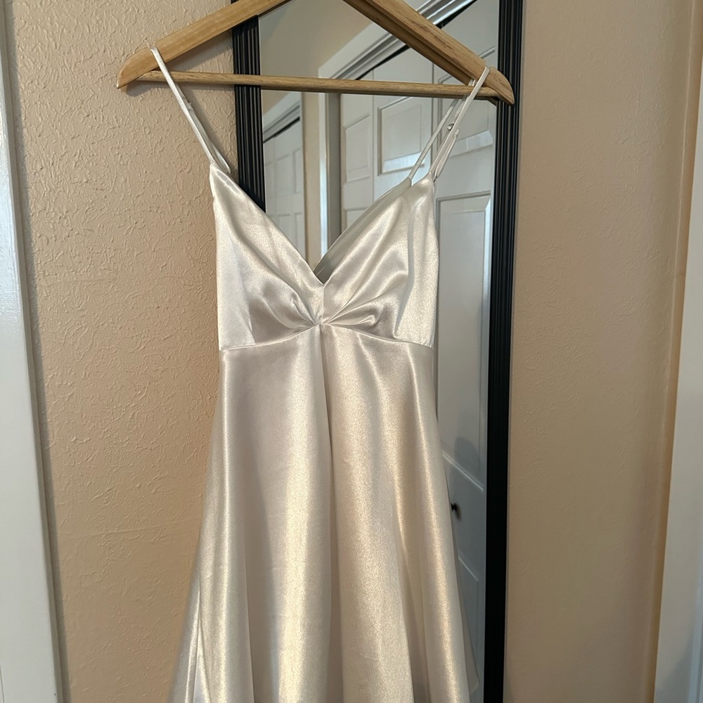Elegant White Satin Dress
